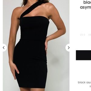 black scuba crepe asymmetric mini dress